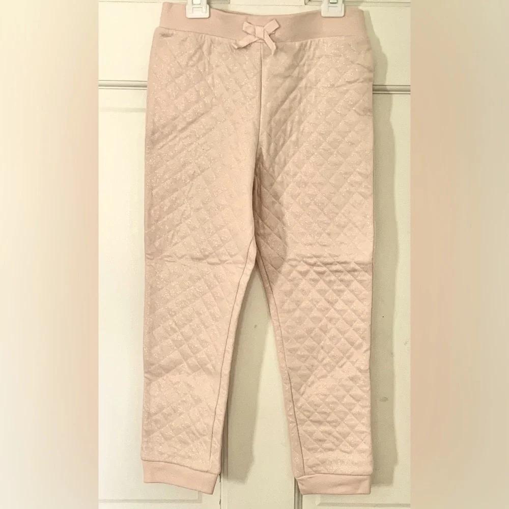 🩷 Jogger Pants 5T 🔸Rosebud Color 🔸 Soft Sparkly Diamond Quilt-Cushion-Look 🩷